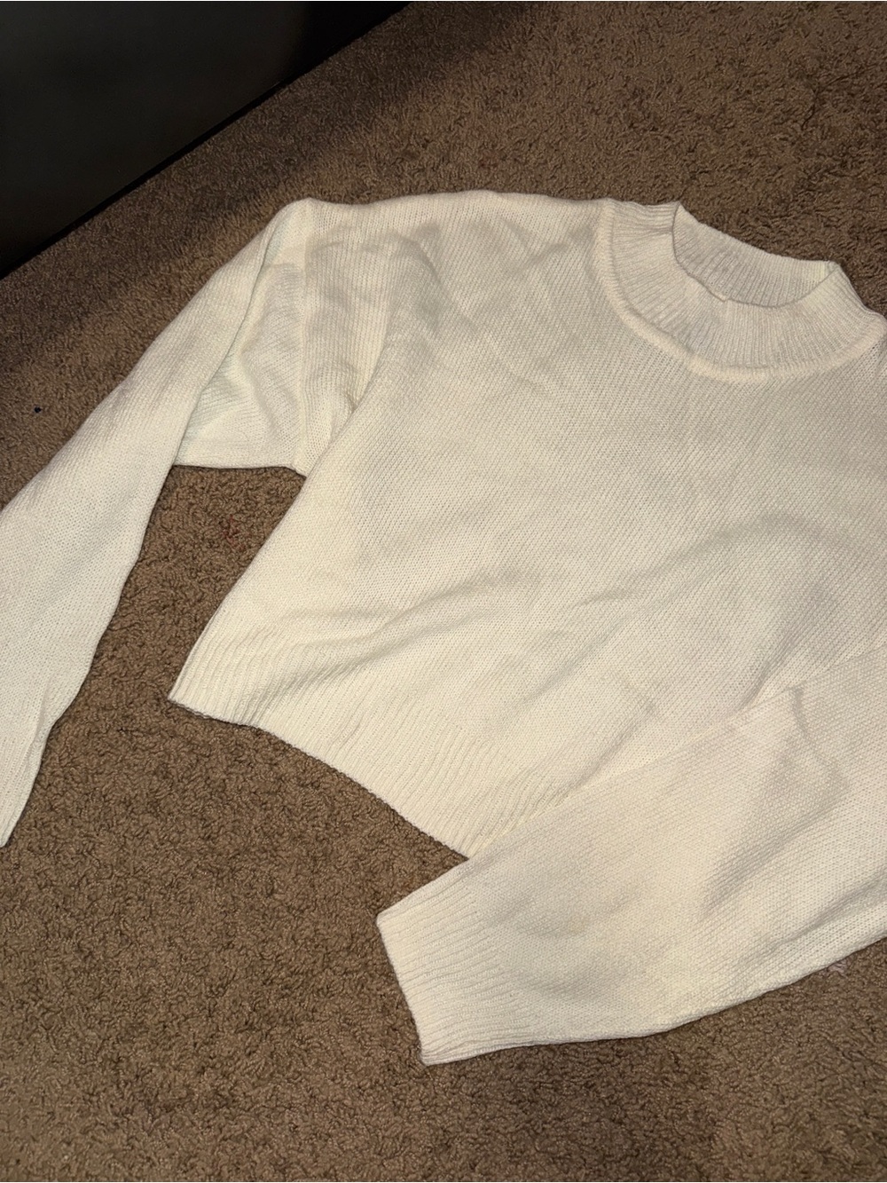 H&M Women's Cream Cropped Mock Neck Sweater